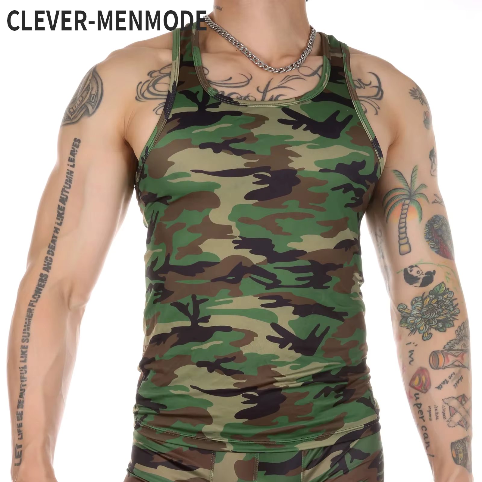 CLEVER-MENMODE Men Muscle Vests Underwear Sleeveless Shirt Tank Top Undershirts Bodybuilding Clothing Camouflage Singlet