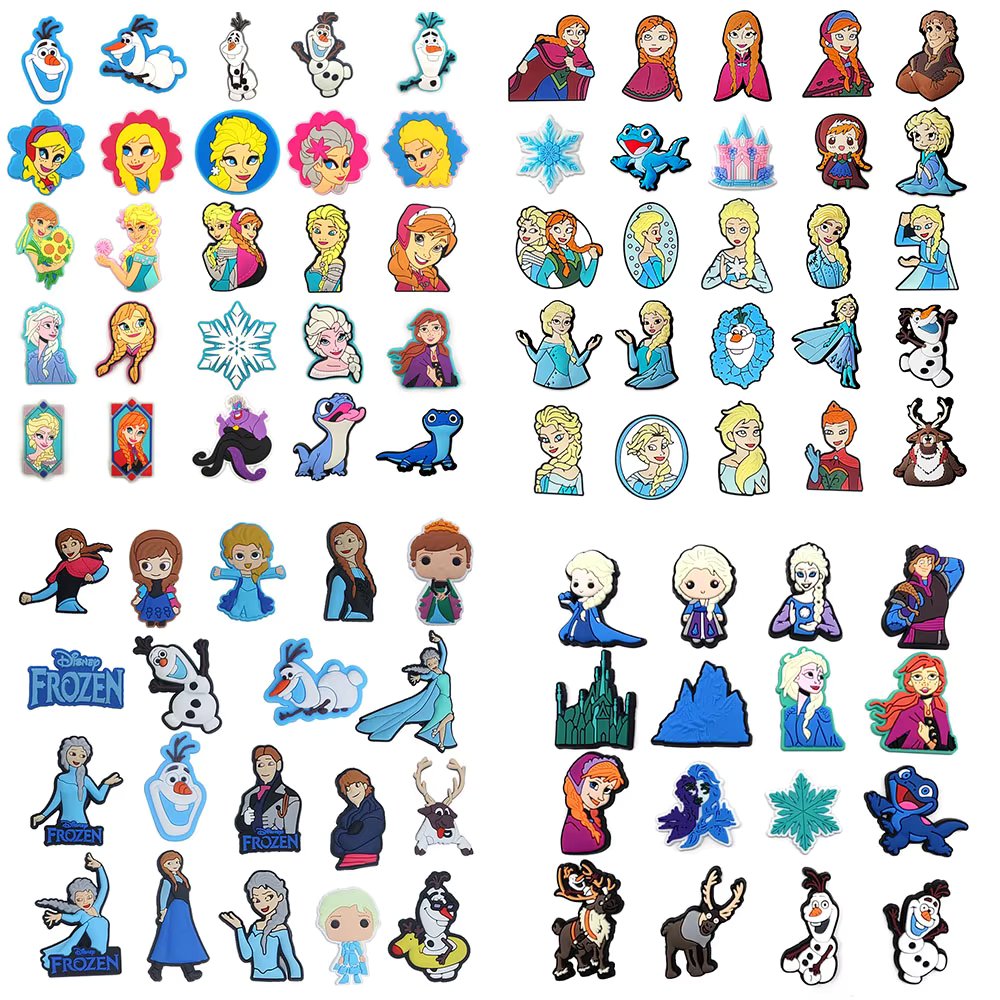 8-50pcs MINISO Frozen Aisha Anna Shoe Decorations PVC Shoe Accessories Buckle Garden Sandals Shoe Charms for Wristband gift