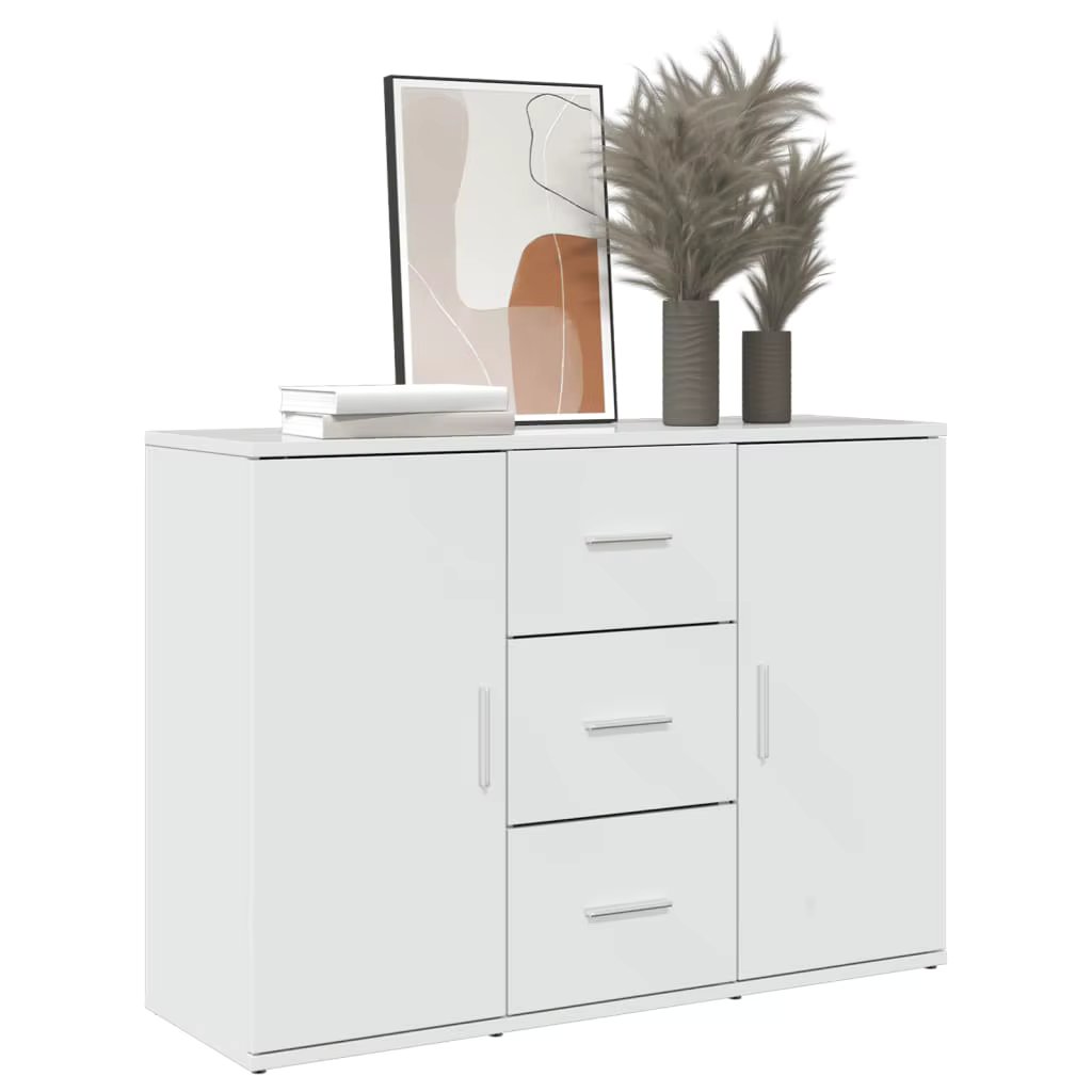 Sideboard Hochglanz-Weiß 90,5x29,5x65 cm Holzwerkstoff,Esszimmer Küchenschrank Möbel Anrichte Beistelltisch Möbel