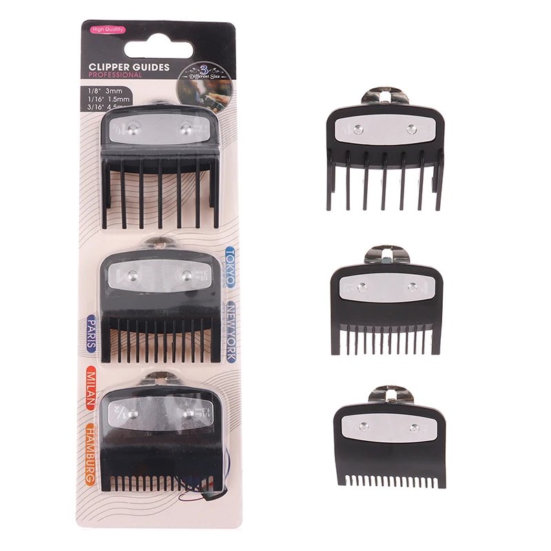 3Pcs Hair Clipper Guards Guide Combs Styling Tools Trimmer Cutting Guides Attachment Compatible 1.5mm 3mm 4.5mm