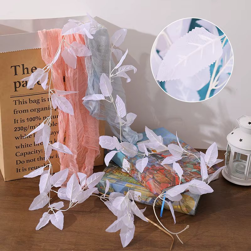 240cm Multi Colors Artificial Hanging Ivy White Leaf garland Plants Vines Rattan Home Wedding Garden Party Christmas Wall Decor