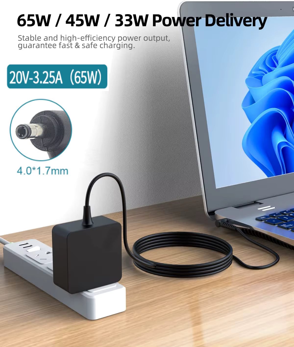 65W AC Charger for Lenovo IdeaPad 3 3-15 3-15IIL05 15IML05 15ADA05 15ARE05 15IGL05 15ALC6 15ITL05 15ITL6 15ADA6 15ABA7    Laptop