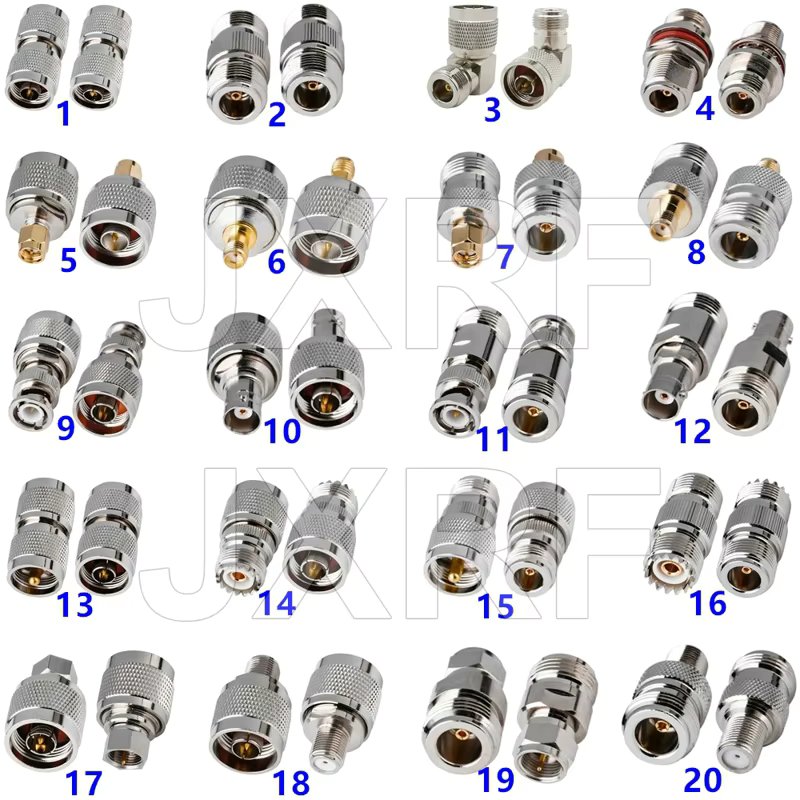 JXRF Connector 1PCS N Male Female to N SMA BNC UHF PL259 SO239 F Male Female straight Right angle RF Adapter Converter