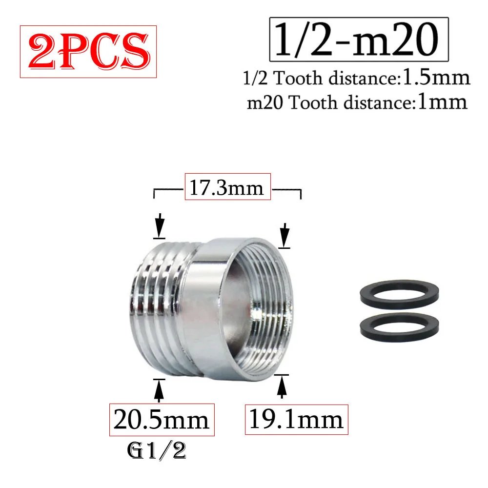 2pcs/Lot 1/2 toM16 M18 M20 M22 M24 M28 Thread Brass Connector Faucet Joints Water Purifier Accessory Kitchen Water Tap Adapter
