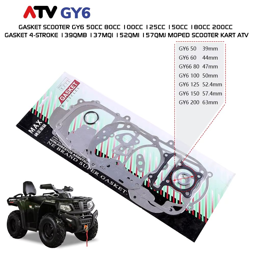 Gasket Scooter GY6 50cc 80cc 100cc 125cc 150cc 180cc 200cc Gasket 4-stroke 139QMB 137MQI 152QMI 157QMJ Moped Scooter Kart ATV