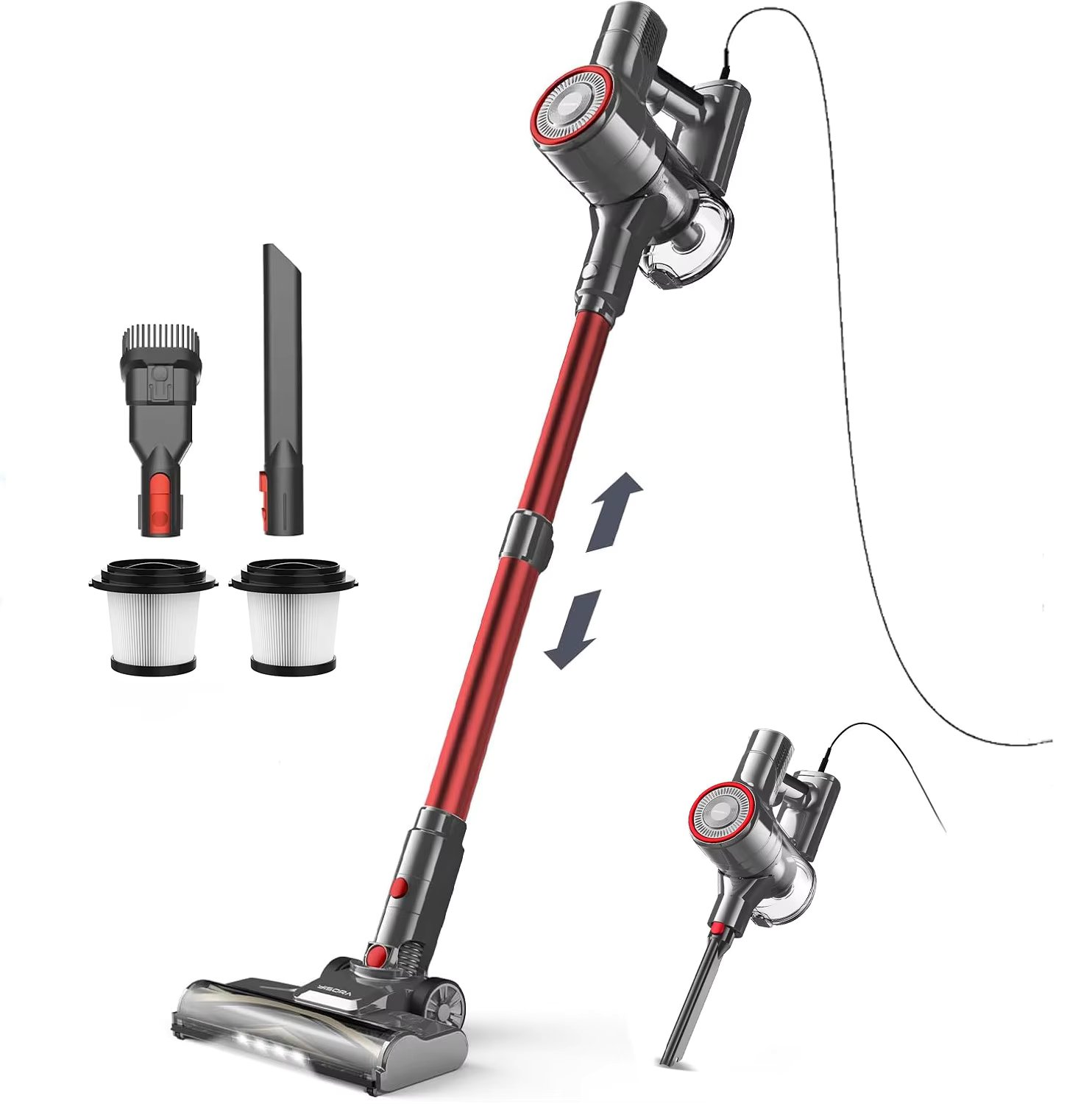 YISORA I8 Corded Vacuum Cleaner, 23Kpa 6M Long Cord Stick Vacuum for Pet Hair Carpet Hard Floor Car Cleaning