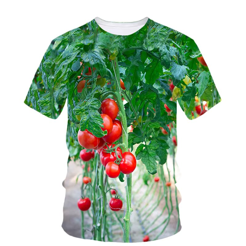 New Creative Tomato Vegetable Hip Hop Summer Men's Short Sleeve 3d Printing Fun Casual Fashion Harajuku Quality Loose Top Shirt