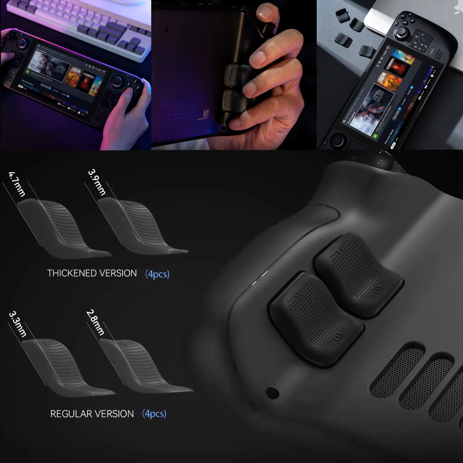 GeekShare 8PCS Enhancement Back Button Set for Steam Deck,with Touchpad Protector Sticker,Grip Improvement Button