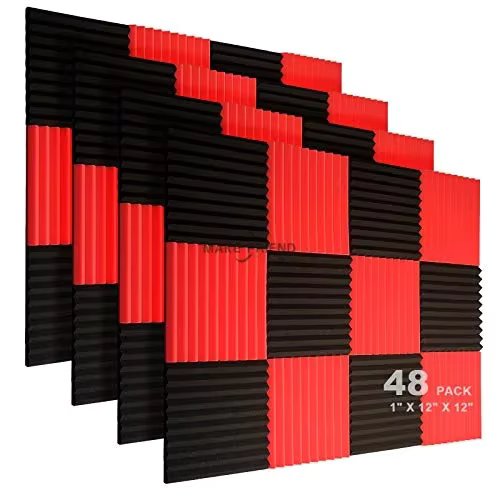 48 Pack 1" X 12" X 12"  Acoustic Foam Panel Studio Soundproofing Wedge Sound Proof Padding Acoustic Treatment Foam Wall Panels