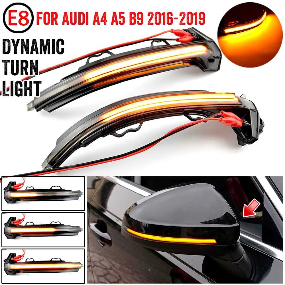 For Audi A4 S4 RS4 B9 2016-2019 A5 S5 RS5 Dynamic Turn Signal LED Light Side Wing Rearview Mirror Indicator Sequential Blinker