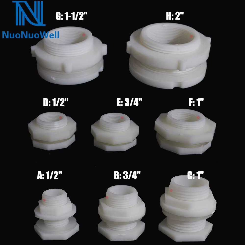 1/2"-2"  Female/Male Thread ABS Drainage Connector Aquarium Bottom Filter Bulkhead Joint Fish Tank Marine Pipe Drain Fitting