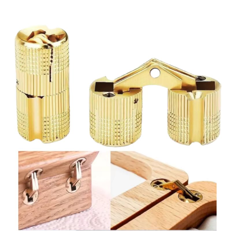 2pcs 8-18mm Copper Brass Door Hinges Cylindrical Hidden Cabinet Concealed Invisible Furniture Barrel Hinge For Hardware Gift Box