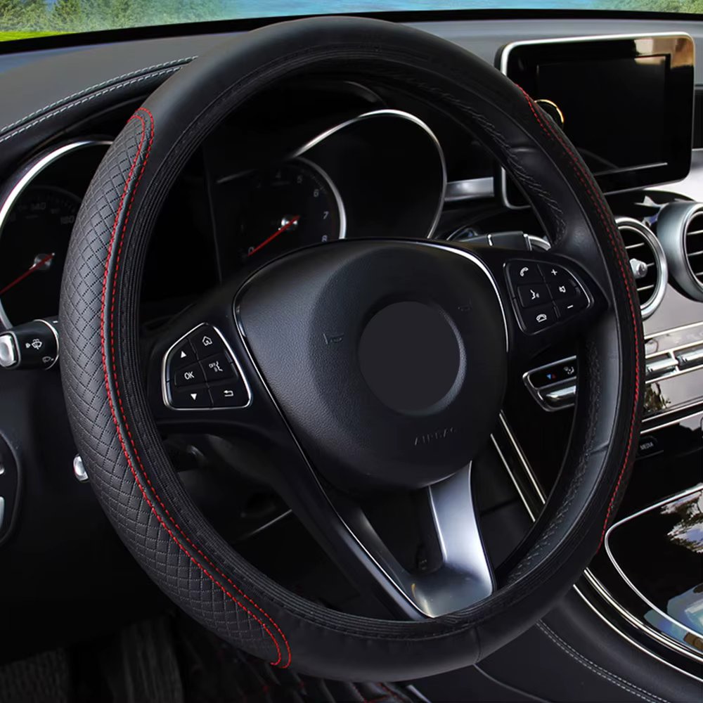 Universal  Car Steering Wheel Cover Auto Interior Decorative PU Microfiber Anti-Slip Embossing Skidproof Protector Accessories