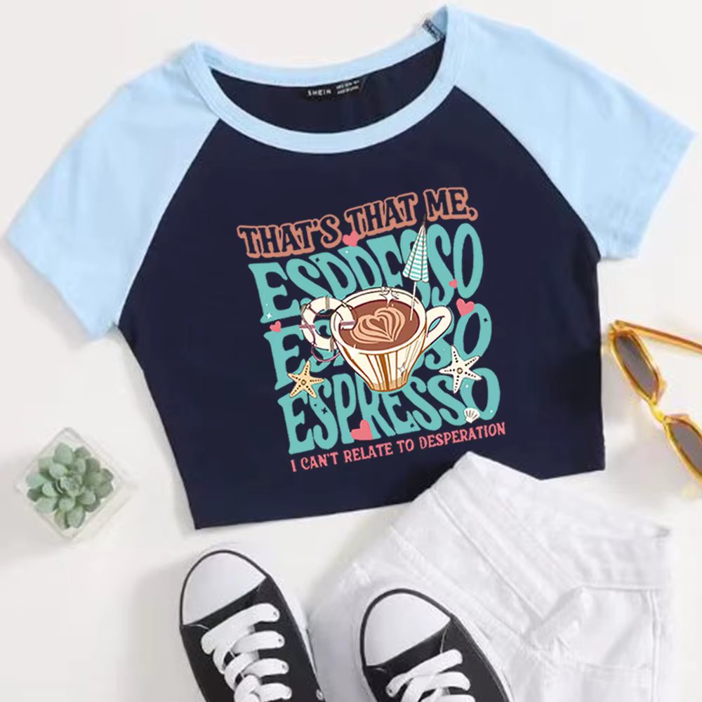 Sabrina Carpenter Espresso Music Crop Tops T-shirt Sabrina Carpenter Fan Gift Women Girls Short Crop Tops