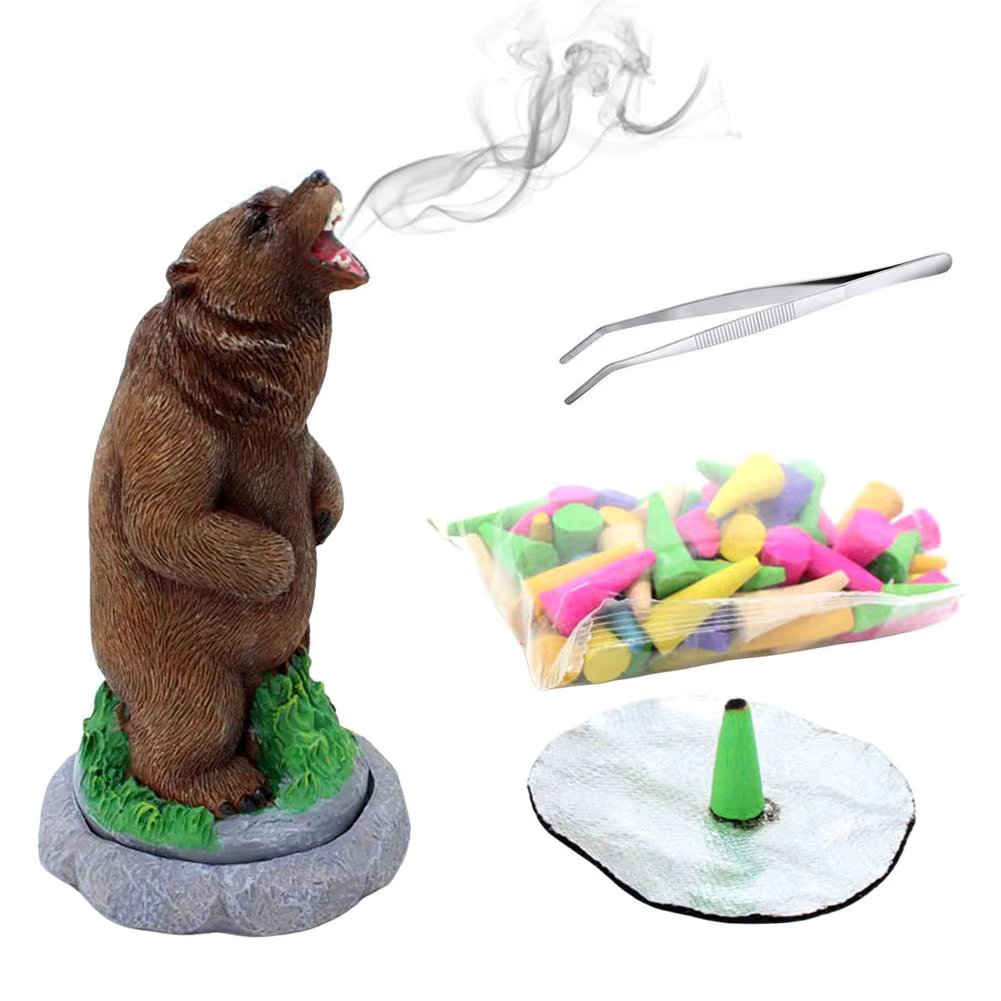Bear Incense Burner - Incense Burner Figurine Incense Cone Holders - Home Decor Gift Decorations Statue Ornaments - Gift Ideas F