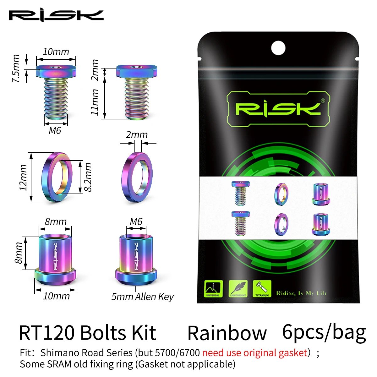 6pcs Rainbow