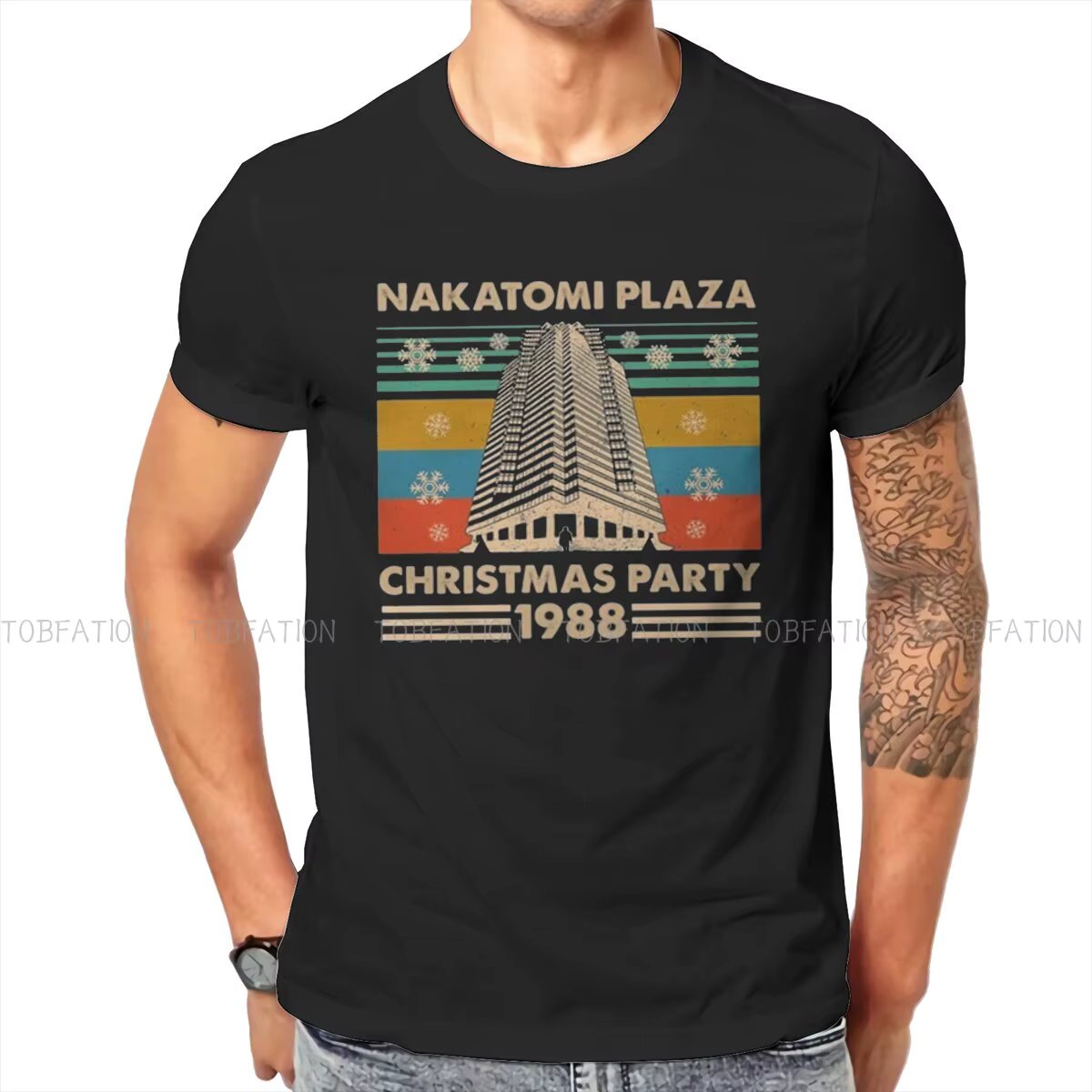 Die Hard Movie Christmas Party 1988 Bruce Willis TShirt for Men Nakatomi Plaza Retro Polyester T Shirt Gift Clothes Tops 6XL
