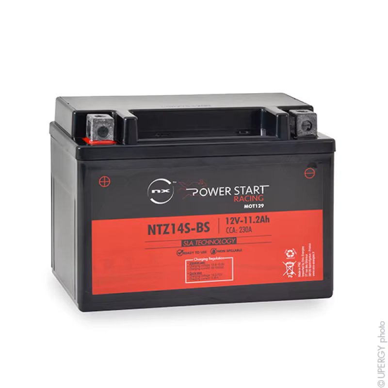 NX NTZ14S-BS battery for motorcycle 12V 11.2Ah rechargeable preactivated compatible with similar models from other brands, including screws