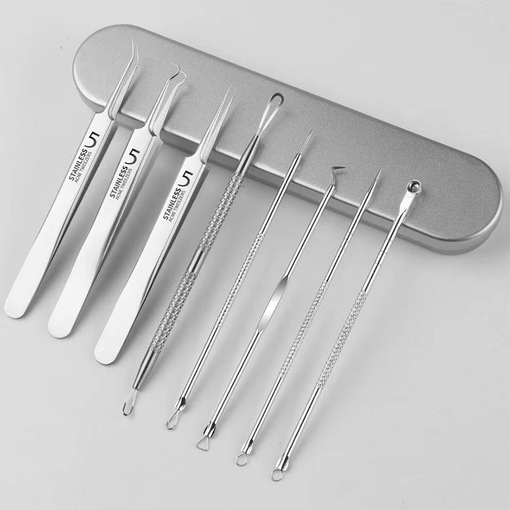 [8 kinds set] Acne extruder rash extrusion blackhead removal nose seppage tweezers extruder