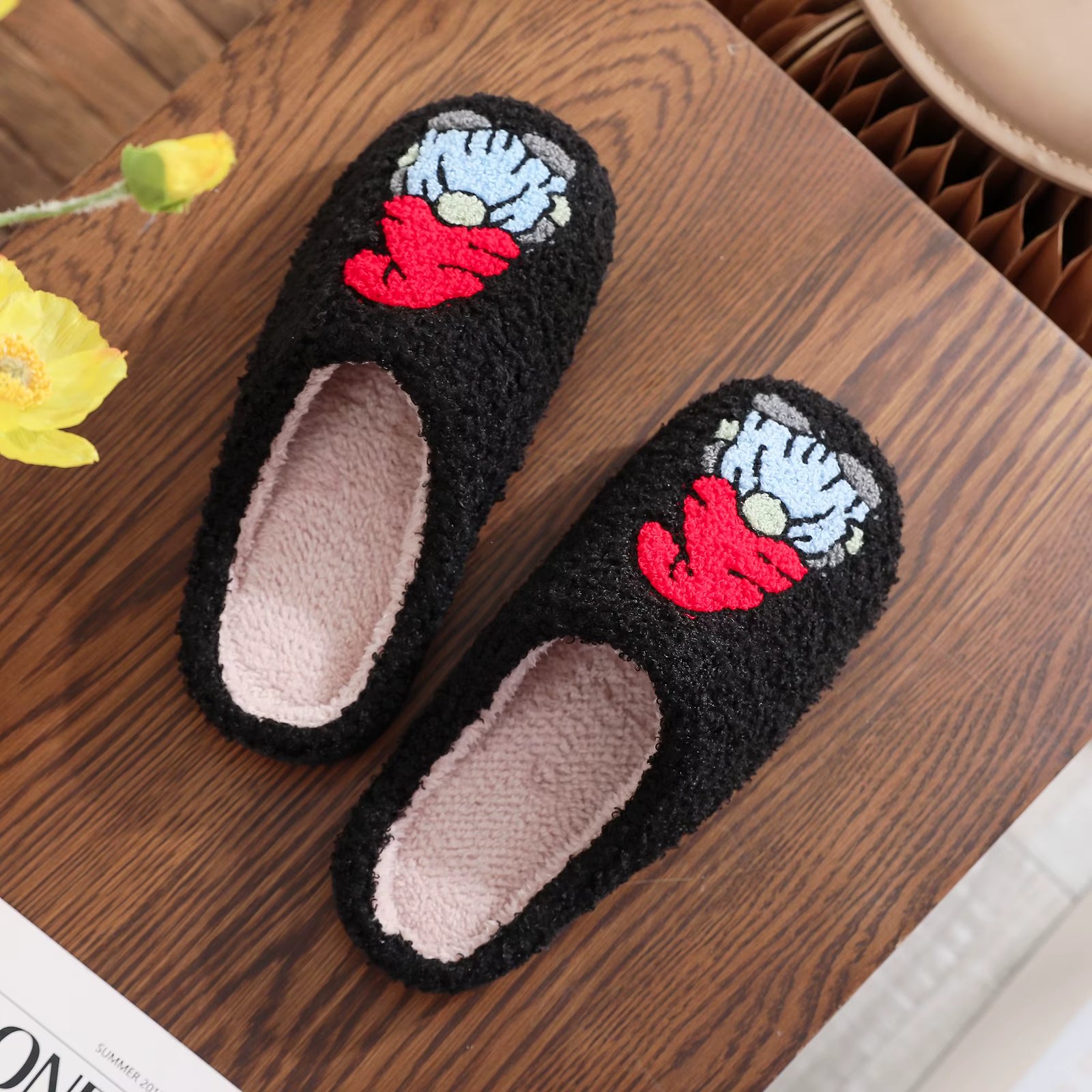 Winter home furnishings gnome dwarf pattern cotton slippers non-slip thick bottom wool cotton slippers