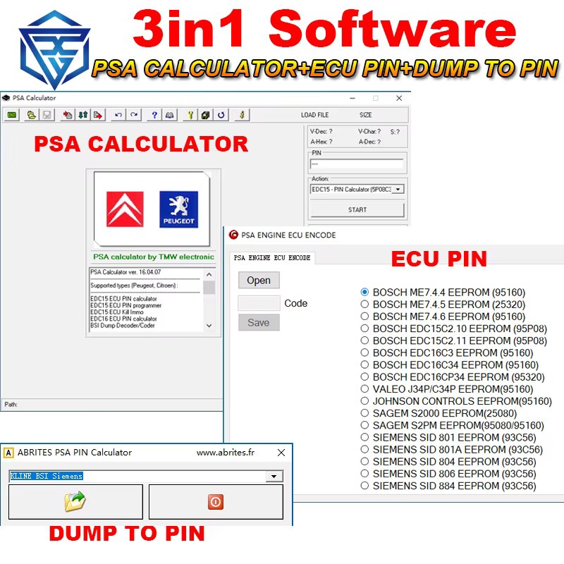 for PSA Software V16.04.07 and for PSA PIN Calculator software and for PSA ENGINE ECU ENCODE Software for Citroen for Peugeot