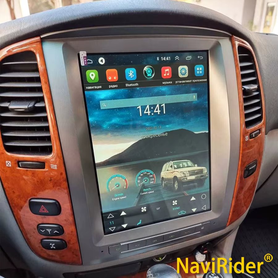 Android 14 Tesla Screen Car Radio Player For Lexus LX470 For Toyota Land Cruiser LC100 J100 2002 GPS Navigation Video Multimedia
