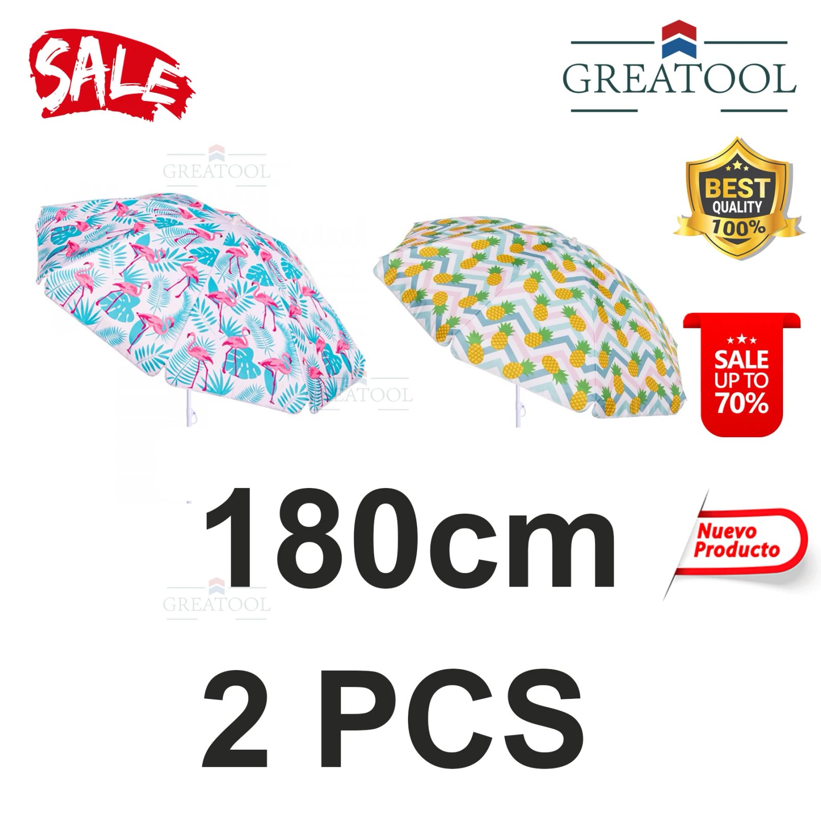 2 PCS-Flamingo + pineapple 180cm
