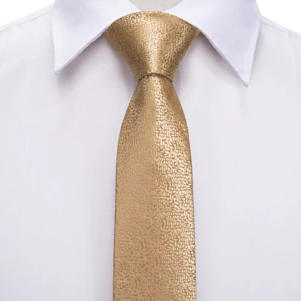 Silk Tie For Children Gold Solid Yellow Luxury Designer Handky Child Necktie 120CM Long 6CM Wide Fashion Party Dropship Hi-Tie