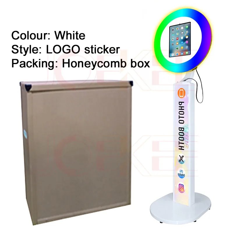 Portable Stand Selfie PhotoBooth Machine Metal Shell iPad Photo Booth With Ring Light for iPad 10.2'' 10.9'' 11'' 12.9''