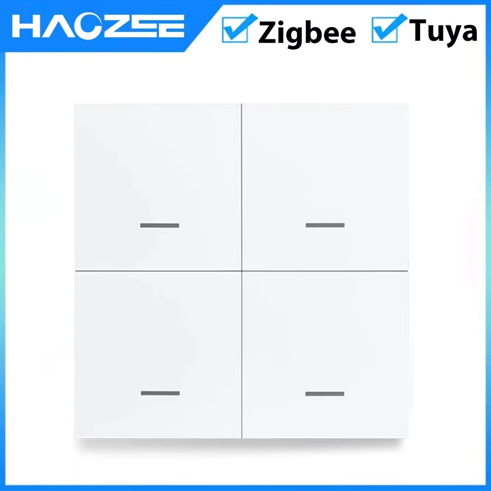 Tuya Smart ZigBee Switch 4 Gang Scenario 12 Scene Switch Push Button Controller Support DeCONZ Zigbee2mqtt Home Assistant