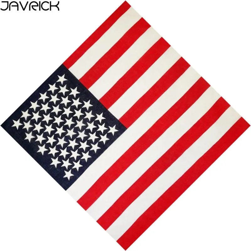 50x50CM Unisex Cotton Sport Pocket Square Scarf American Flag Stripes Star Print Headband Bandana Hip-Hop Wristband Hair Wrap