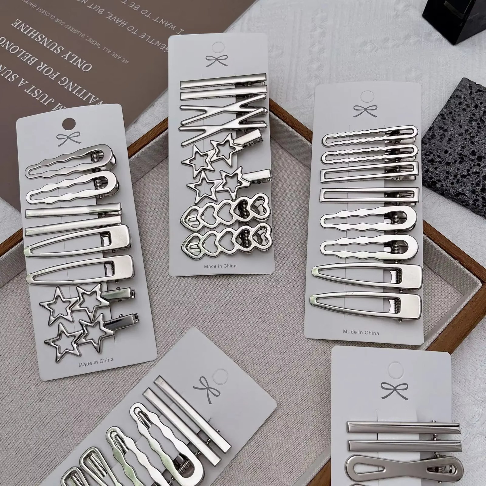 Korean 8pcs Metal Silver Hair Clips Girls High Quality Geometric Fashion Barrettes Headwear Women Hair Accessories