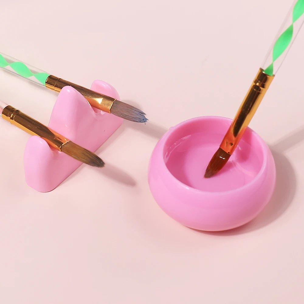 1set Professional Nail Brush Washing Equipment Acrylic Liquid Powder Container Nail Cup Nail Rrush Holder Manicure Tools