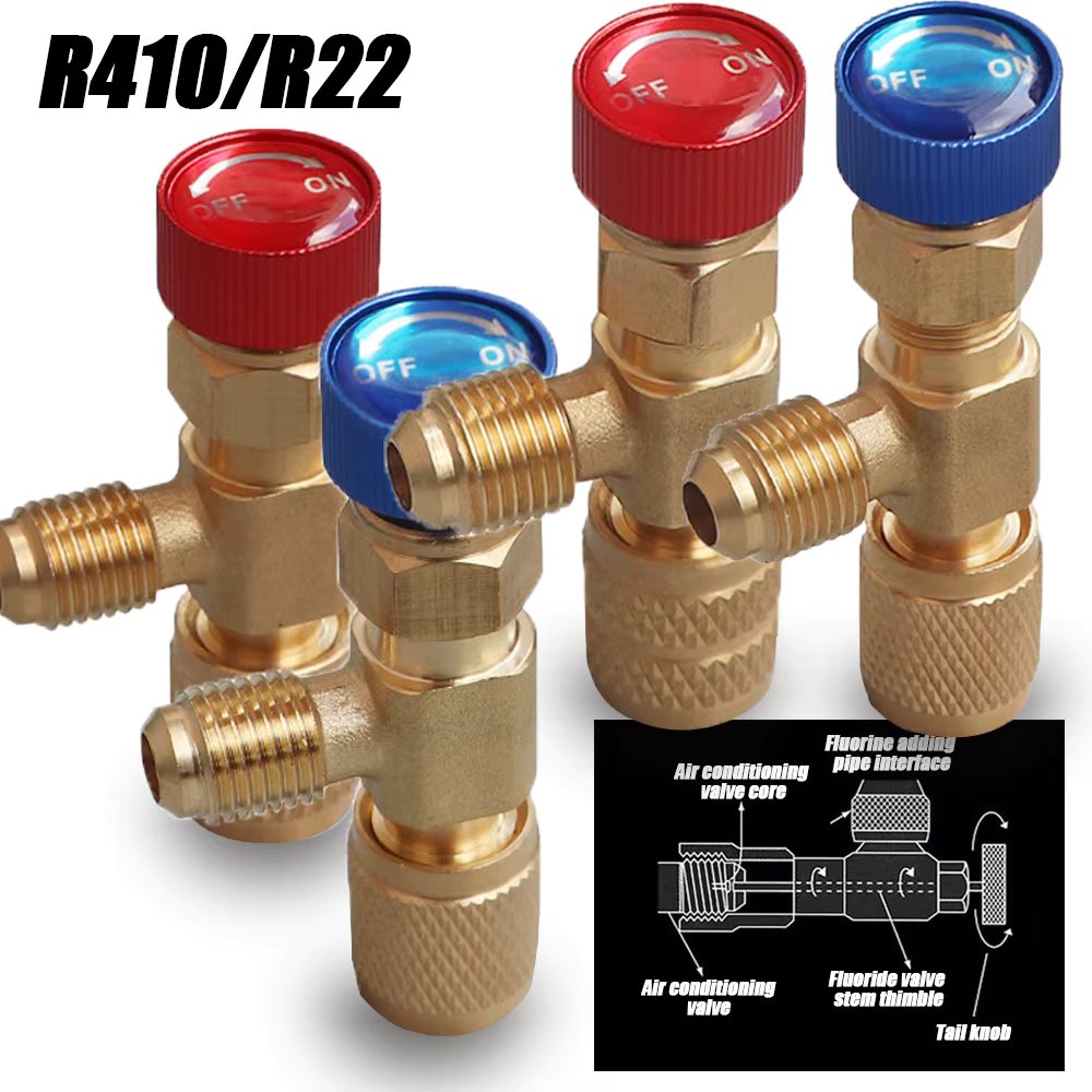 4/2/1PCS R410A R22 1/4" Refrigeration Charging Safety Valve Air Conditioning Refrigerant Safety Liquid Adapter Hand Tool Parts