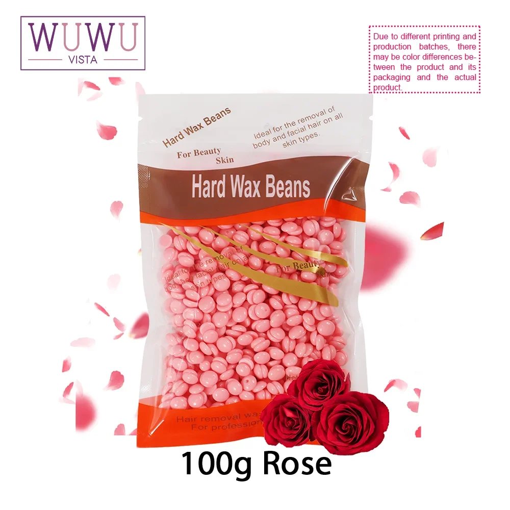 WUWUVISTA 100g/3.52oz Hot Wax Hair Removal Depilatory Waxing Wax Beans for Wax Heater Painless for all Hairs Removal Beans