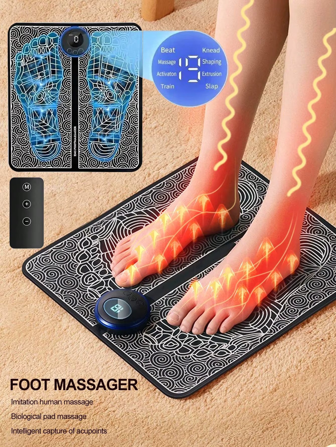 Foot Massager Foot Therapy Machine EMS Foot Massage Pad Pulse Fully Automatic Foot Meridian Pressing Device