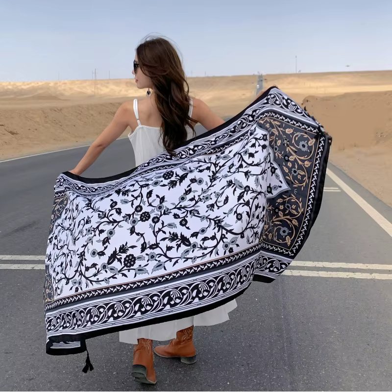 Travel Beach Sunscreen Scarves for Women Bikini Large Sarong Wrap Scarf Brazilian Swimsuit Bathing Cover-ups 17 Styles 90x180cm