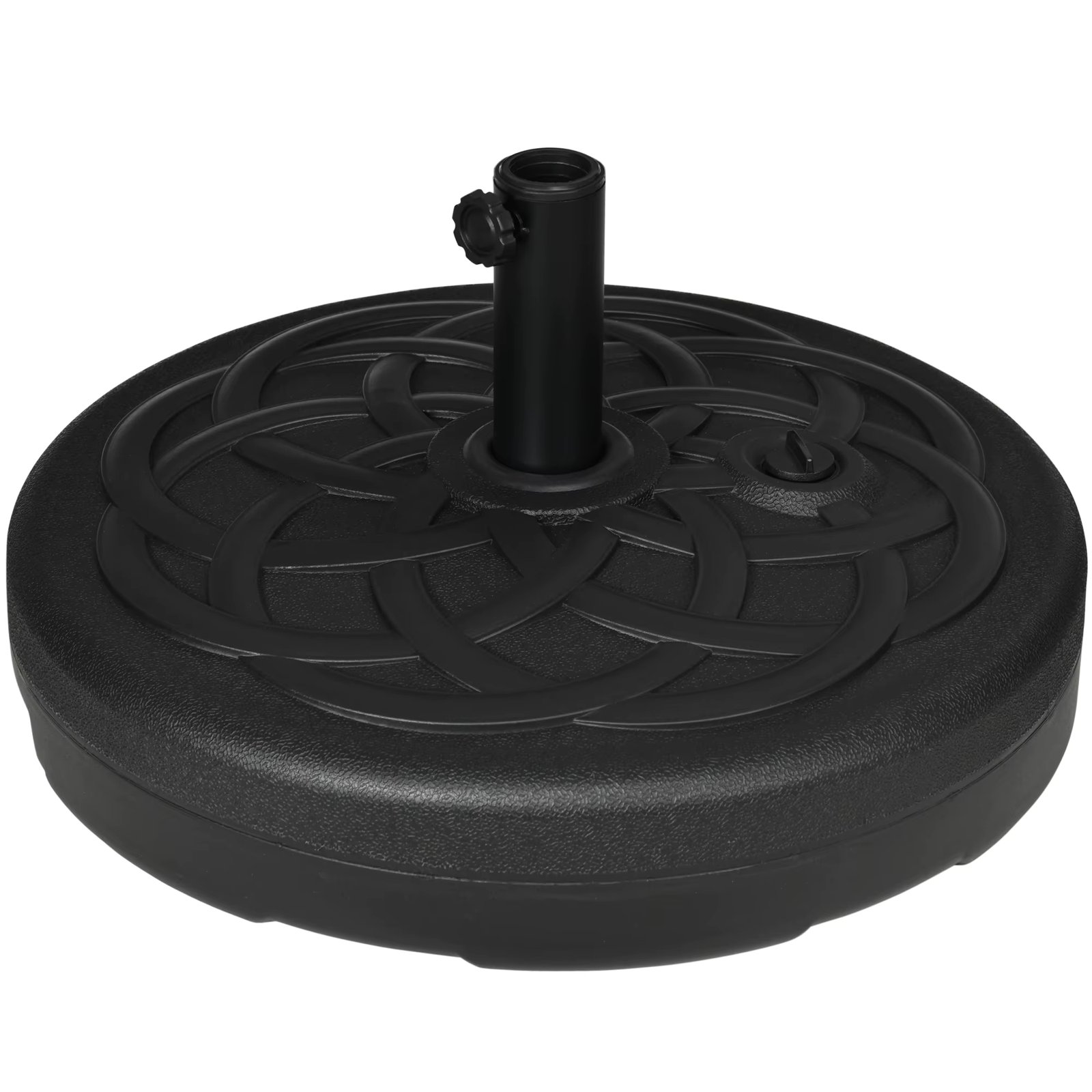Outsunny round PE umbrella Base 2,5 kg sunshade holder fit 38mm/48mm sand studs 35 kg and water 25L Ø 56x30,5cm