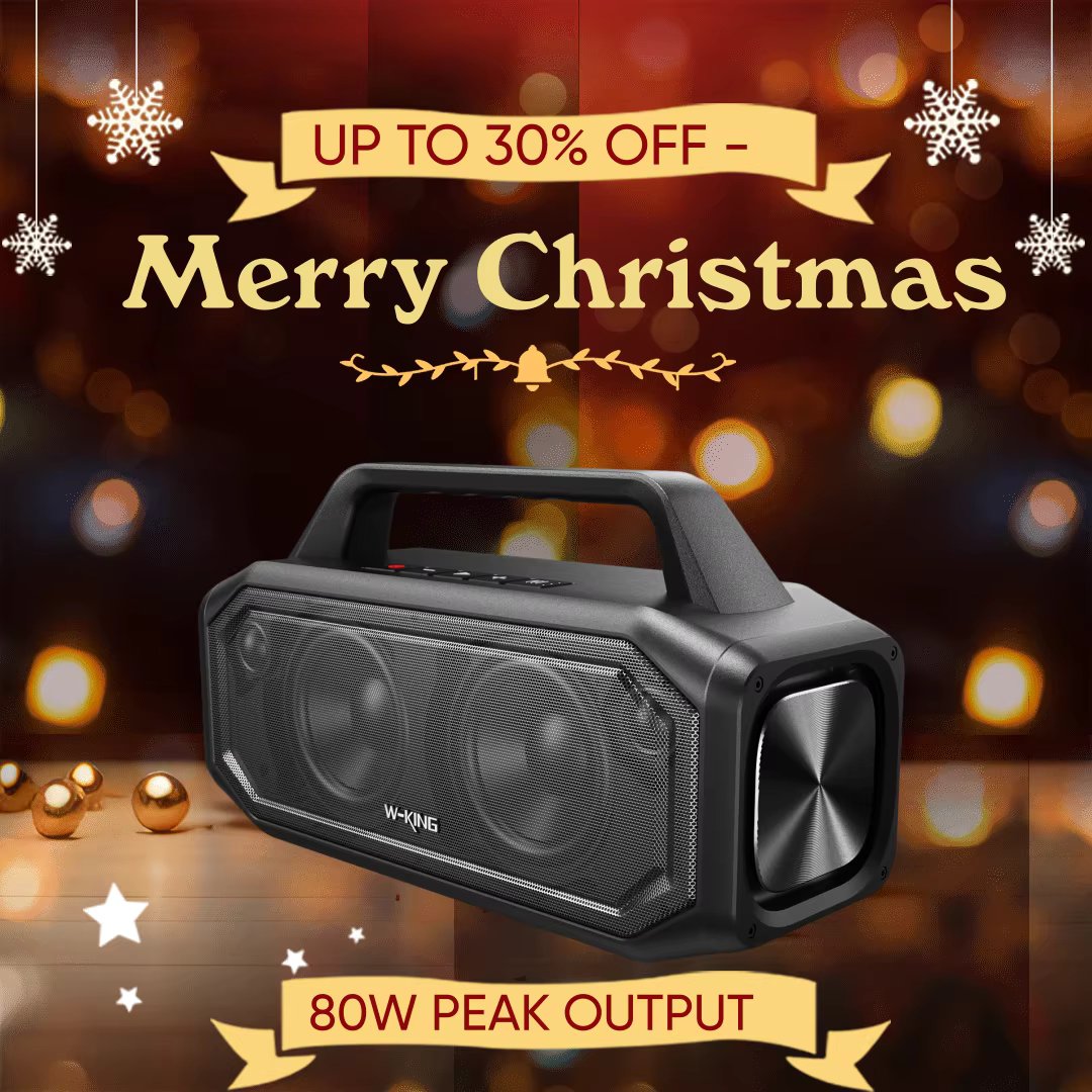 W-KING 80W Speakers Bluetooth Wireless, Portable Outdoor Speakers Loud with Bass Boost, Stereo Pairing, Reverse Charging, IPX6 W