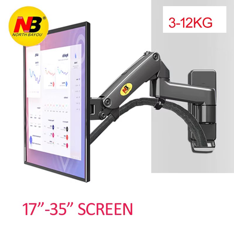 NB F150 aluminum gas spring 3-12kg 100x100 75x75 17"-35" TV monitor wall mount screen air press wall bracket holder tilt swivel