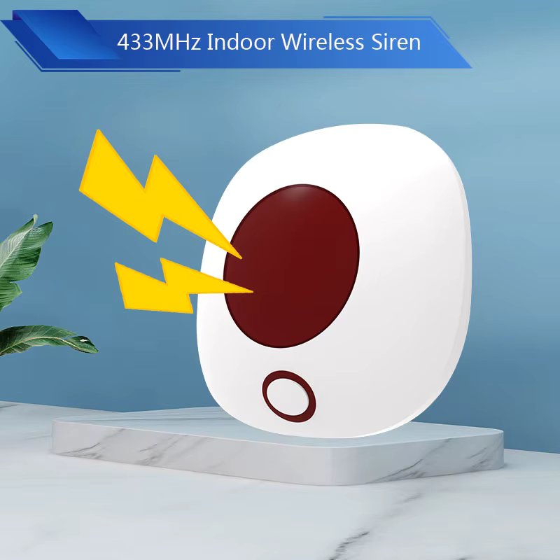 Indoor 433MHz Wireless Siren Standalone Burglar Home Security Alarm System High Decibel 110dB Sound Light Strobe Siren Loudspeak