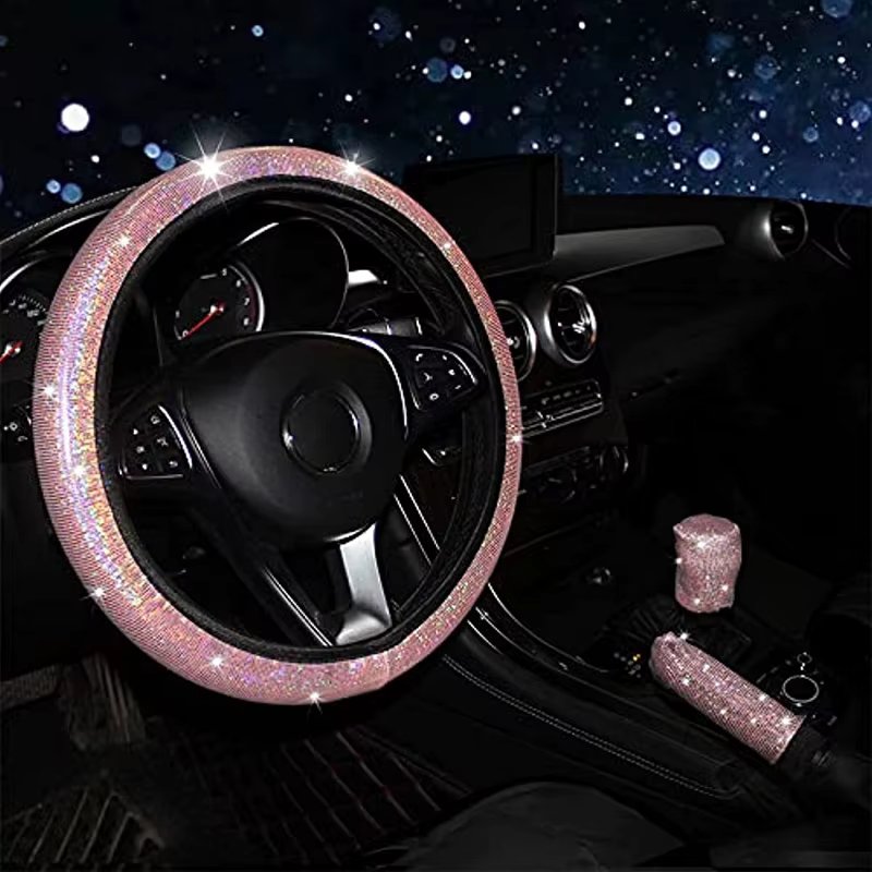 Car Steering Wheel Cover Elastic Handle Cover colorful bronzing Universal 37/38cm Diamond BlingBling steering wheel accessories