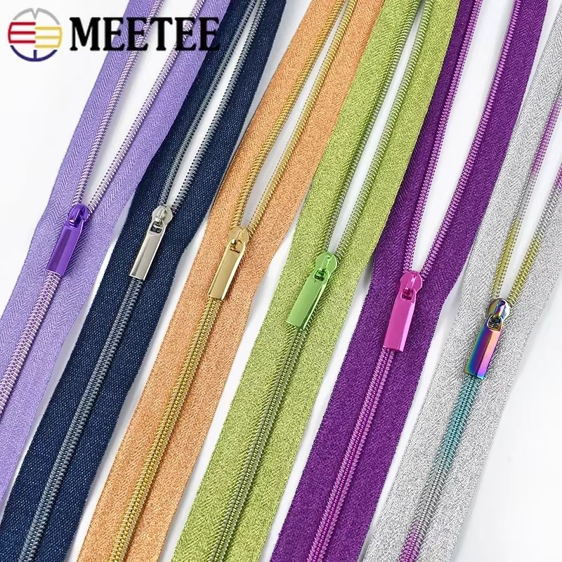 1/2/3/5/10M 5# Nylon Zipper Tape With Sliders Plastic Coil Zips for Sewing Bag Clothes Decor Zippers Repair Kit DIY Accessories