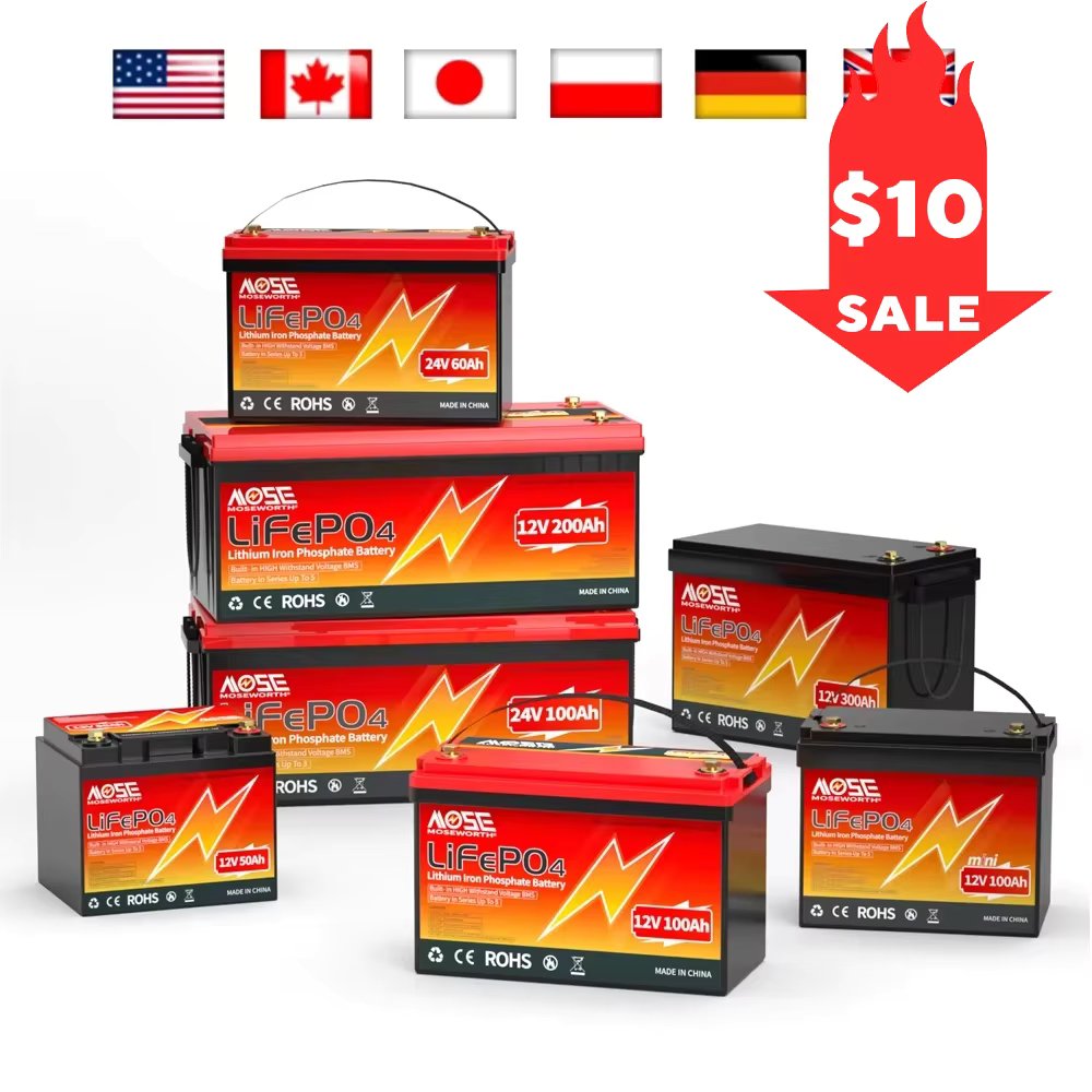 New 12V 6Ah 10Ah 12Ah 20Ah 25Ah 50Ah 100Ah LiFePo4 Battery Pack 24V 36V 200Ah 300Ah Lithium Ion Phosphate Batteries Built-in BMS