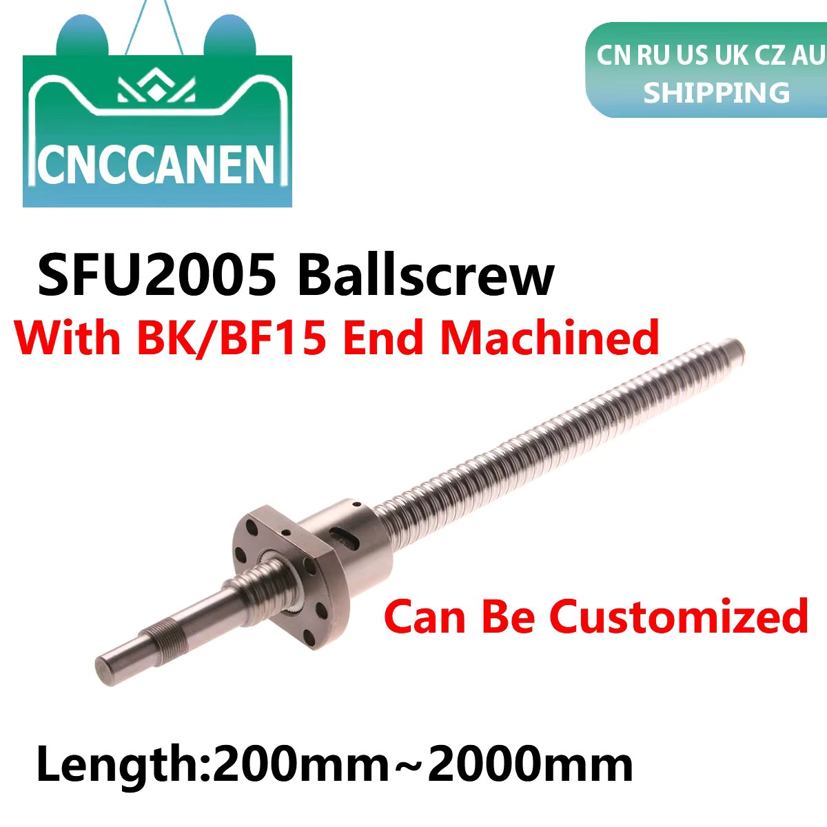 Ball Screw SFU2005 C7 End Machined 300mm 500 600 800 1000 1500 1600 mm + RM2005 single Ball Nut 2005 Ballscrew For CNC