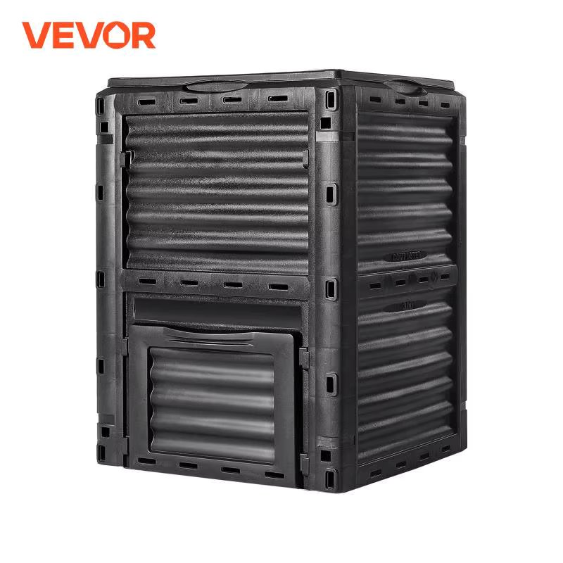 VEVOR Garden Compost Bin BPA Free Composter Large Capacity Outdoor Composting Bin with Top Lid and Bottom Door Ample Space Black