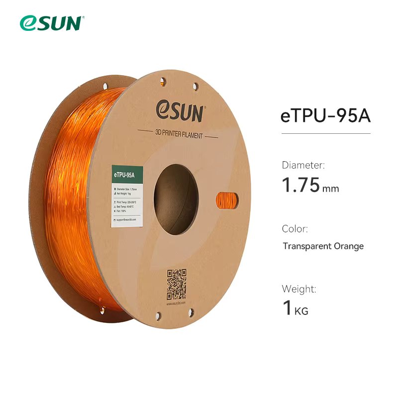 eSUN Flexible TPU Filament 1.75mm,TPU 95A 3D Printer Filament 1KG 2.2 LBS Spool 3D Printing Material For 3D Printers TPU 95A