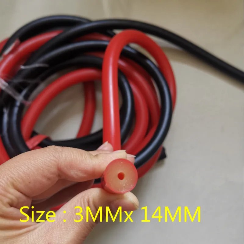 1Meter 2x14mm 3x14mm Red Black Spearfishing rubber tube spear gun band ELASTIC latex tube Dia 3mm 2.5m Out Dia 14mm