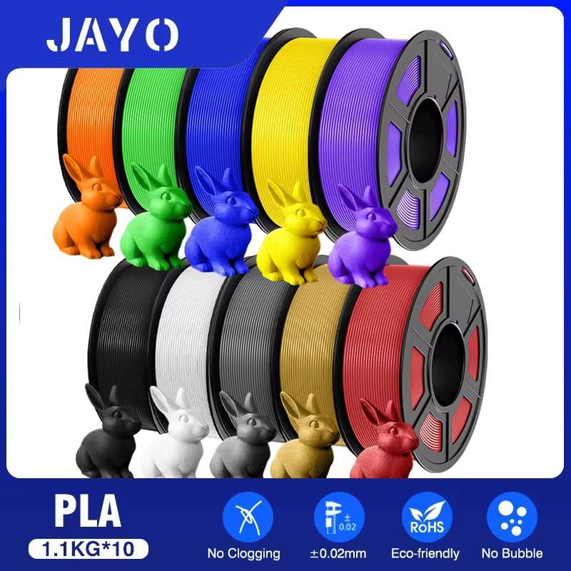 JAYO 3D Filament PLA 10Rolls 175mm 3D printing no bubbles no drawing smooth multiple colors optional 1.1kg/1roll for 3D printing
