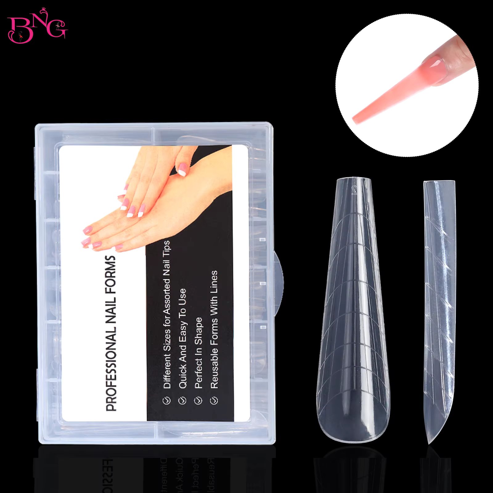 BNG Top Forms for Nails Dual Forms Nails Forms for Extension Full Cover Quick Building Gel Mold Tips Poly Nail Gel Mold